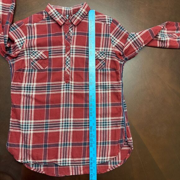 Kuhl Women's Red Maroon Plaid Shirt Popover Women's Size Medium Style# 8219 - Picture 14 of 16